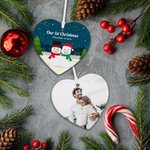 Personalized Photo Ceramic Christmas Heart Snowman Ornament Christmas Tree Decor Wedding Christmas Gift for Couples Newlywed