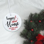 Personalized Happy New Home Ceramic Christmas Ornament Double-Sided Christmas Hanging Decoration Housewarming Gift for Friends Family