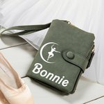 Portafoglio in pelle personalizzato Tri-Fold rosa Ballet Girl con portamonete Regalo di Natale di compleanno per donna