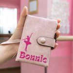 Portafoglio in pelle personalizzato Tri-Fold rosa Ballet Girl con portamonete Regalo di Natale di compleanno per donna