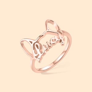 Henkilökohtainen koirarodun korvat sormus kaiverrettu nimi korut lahja koiran äiti lemmikkieläinten rakastaja