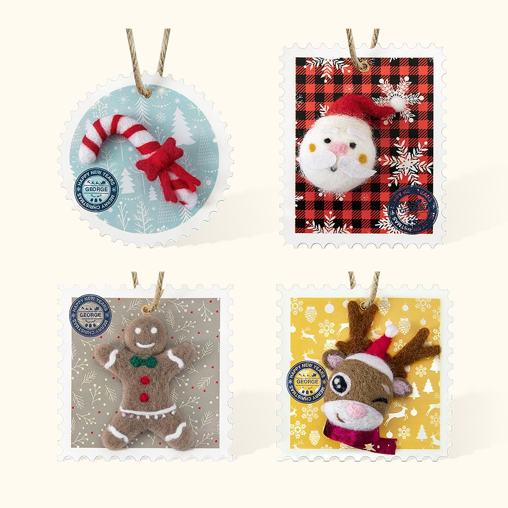 Tampon personnalisé pour Noël et le Nouvel An Ornement en feutre Poke Fun avec nom Marque postale Fête de Noël Décoration de l'arbre de Noël Cadeau po
