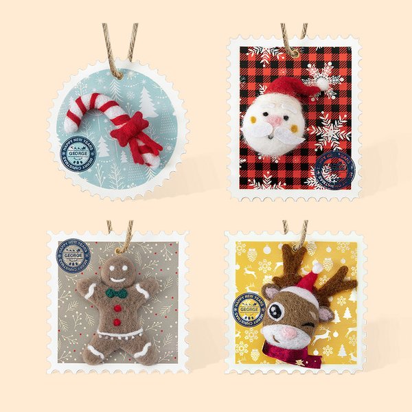 Tampon personnalisé pour Noël et le Nouvel An Ornement en feutre Poke Fun avec nom Marque postale Fête de Noël Décoration de l'arbre de Noël Cadeau po