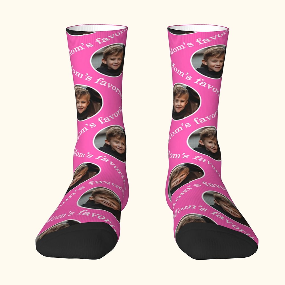 Chaussettes à Hauteur de Genoux Personnalisées avec Photo de Visage d'Enfant Chaussettes Douces Cadeau de Noël Fête des Pères pour Papa Maman