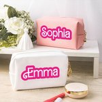 Personalized Retro Dolly Font Makeup Bag Travel Cosmetic Bag with Name Birthday Wedding Bridesmaid Bachelor Party Gift for Her