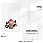 Henkilökohtainen Meowy joulu Kangaskassi käsilaukku koira kissa joulupukin hattu ostoskassi nimi teksti joulu syntymäpäivä lahja ystävä perhe lemmikkieläinten rakastaja