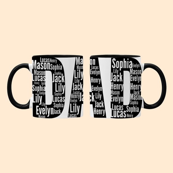 Tasse à café personnalisée avec noms 11oz 15oz Black White Ceramic Coffee Cup Birthday Father's Day Gift for Dad Father