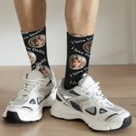 Personalized Colorful Kid Face Photo Adult Crew Socks Knee High Socks Soft Comfort Breathable Socks Christmas Gift for Dad Mom