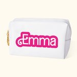 Personalized Retro Dolly Font Makeup Bag Travel Cosmetic Bag with Name Birthday Wedding Bridesmaid Bachelor Party Gift for Her