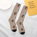 Personalized Colorful Kid Face Photo Adult Crew Socks Knee High Socks Soft Comfort Breathable Socks Christmas Gift for Dad Mom