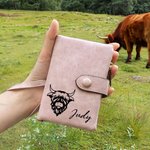 Personalizada Multicolor Tri-Fold Scottish Highland Piel de Vaca Billetera con Nombre y Tarjetero Cumpleaños Regalo de Navidad para Mujer