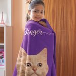 Couverture Douce Personnalisée avec Nom et Photo d'Animal de Compagnie Cadeau Anniversaire Noël pour Chien et Chat