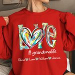 T-shirt Sweatshirt Pull Personnalisé avec Nom des Petits Cadeau de Noël Cadeau d'Anniversaire pour Grand-Mère Mère