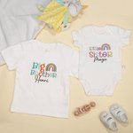 Personalizzato 100% cotone ricamato stampa arcobaleno Unisex T-shirt e Onesie Set con nome abbinato Set regalo di compleanno per la nuova madre bambin