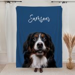 Couverture Douce Personnalisée avec Nom et Photo d'Animal de Compagnie Cadeau Anniversaire Noël pour Chien et Chat