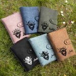 Personalizada Multicolor Tri-Fold Scottish Highland Piel de Vaca Billetera con Nombre y Tarjetero Cumpleaños Regalo de Navidad para Mujer