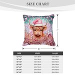 Funda Almohada Floral Vaca Highland Personalizada Decoración del Hogar con Nombre Cumpleaños Regalo de Navidad para Niños Amantes de las Vacas Highlan