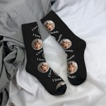 Personalized Colorful Kid Face Photo Adult Crew Socks Knee High Socks Soft Comfort Breathable Socks Christmas Gift for Dad Mom