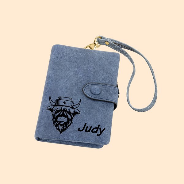 Personalizada Multicolor Tri-Fold Scottish Highland Piel de Vaca Billetera con Nombre y Tarjetero Cumpleaños Regalo de Navidad para Mujer