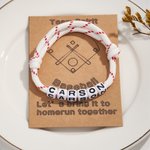 Personalised Handmade Baseball Adjustable Bead Bracelet with Name Sport Theme Team Spirit Birthday Gift for Kids Teen