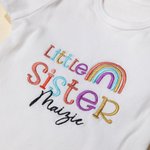 Personalizzato 100% cotone ricamato stampa arcobaleno Unisex T-shirt e Onesie Set con nome abbinato Set regalo di compleanno per la nuova madre bambin