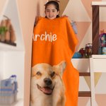 Couverture Douce Personnalisée avec Nom et Photo d'Animal de Compagnie Cadeau Anniversaire Noël pour Chien et Chat