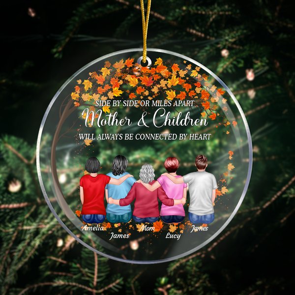 Personalizzato Miles Apart Madre e figli saranno sempre collegati dal cuore Ornamento acrilico Regali di compleanno di Natale per bambini Famiglia