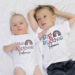 Personalizzato 100% cotone ricamato stampa arcobaleno Unisex T-shirt e Onesie Set con nome abbinato Set regalo di compleanno per la nuova madre bambin
