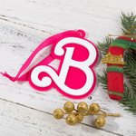 Personalized Retro Pink Doll Christmas Hanging Ornament Pink Blue Name Acrylic Stocking Tag Christmas Gift for Pet Lover Fashion Doll Fan