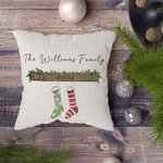 Coussin de Noël Personnalisé avec Nom sur Chaussettes et Année Style Champêtre Cadeau de Noël pour la Famille et les Amis