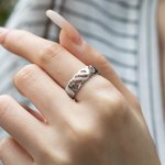 Bague en Argent Sterling Personnalisée avec Nom Bijoux Minimalistes Cadaeu Anniversaire Mariage Fête des Mères pour Femme