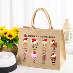 Personalisierte Omas Mom's Christmas Cookie Tote Bag mit Kindern Enkelkinder Namen Weihnachten Geburtstag Geschenk für Mama Oma
