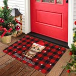Personalized Meowy Christmas Dog Cat with Christmas Hat Doormat Home Decoration Christmas Gift for Family Pet Lover