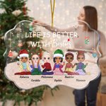 Personalised Life Is Better With Besties Christmas Bell Element Irregular Shape Acrylic Ornament Birthday Christmas Gift