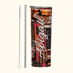 Personalized Library Book Retro Design 20oz Skinny Tumbler with Name Christmas Gift Back to School Gift for Book Lover