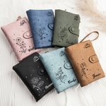 Personalizada Tri-Fold Zodiaco Nacimiento Flor Cartera de cuero Cumpleaños Día de la Madre de regalo para las mujeres