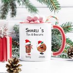 Personalised Grandparent's Christmas Biscuit Characters 11oz Ceramic Mug with Grandkids Names Christmas Birthday Gift for Grandparent
