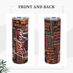 Personalized Library Book Retro Design 20oz Skinny Tumbler with Name Christmas Gift Back to School Gift for Book Lover