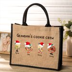 Personalisierte Omas Mom's Christmas Cookie Tote Bag mit Kindern Enkelkinder Namen Weihnachten Geburtstag Geschenk für Mama Oma