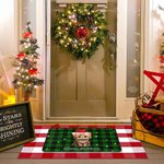 Personalized Meowy Christmas Dog Cat with Christmas Hat Doormat Home Decoration Christmas Gift for Family Pet Lover