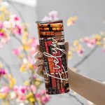 Personalized Library Book Retro Design 20oz Skinny Tumbler with Name Christmas Gift Back to School Gift for Book Lover