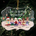 Personalised Life Is Better With Besties Christmas Bell Element Irregular Shape Acrylic Ornament Birthday Christmas Gift