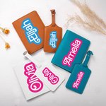 Personalised Retro Dolly Font Passport Cover Passport Holder Luggage Tag Set with Name Birthday Holiday Christmas Gift for Girl Travel Lover