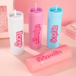 Gobelet Coloré Personnalisé avec Nom en Style Fille de Rose 450ml avec Paille Cadeau de Mariage pour Amie