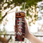 Personalized Library Book Retro Design 20oz Skinny Tumbler with Name Christmas Gift Back to School Gift for Book Lover