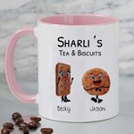 Personalised Grandparent's Christmas Biscuit Characters 11oz Ceramic Mug with Grandkids Names Christmas Birthday Gift for Grandparent