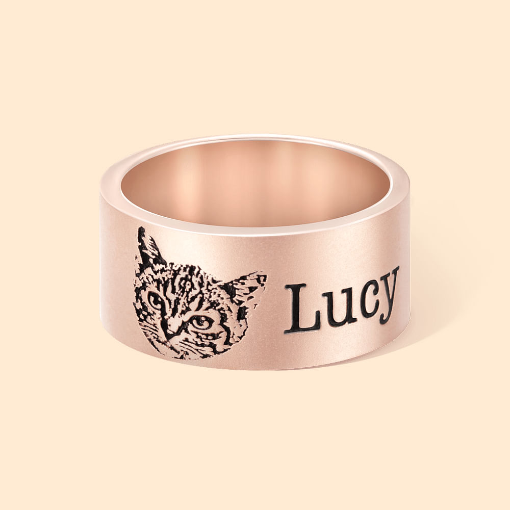 Bague Personnalisée avec Image de l'Animal et Texte Gravé Bijoux pour Perte d'Animal de Compagnie Cadeau Anniversaire pour Amoureux des Animaux