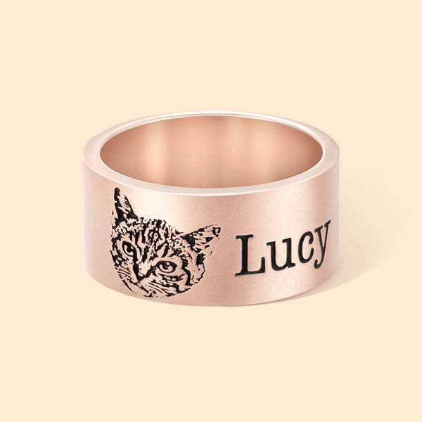 Bague Personnalisée avec Image de l'Animal et Texte Gravé Bijoux pour Perte d'Animal de Compagnie Cadeau Anniversaire pour Amoureux des Animaux