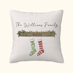 Coussin de Noël Personnalisé avec Nom sur Chaussettes et Année Style Champêtre Cadeau de Noël pour la Famille et les Amis