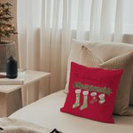 Coussin de Noël Personnalisé avec Nom sur Chaussettes et Année Style Champêtre Cadeau de Noël pour la Famille et les Amis